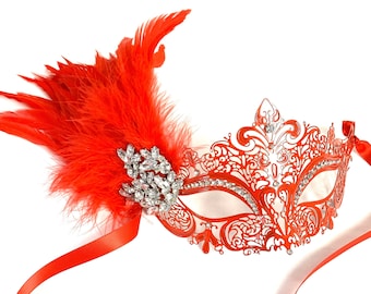 Red Masquerade Mask Women Girls Holiday Party Mask Masquerade Ball Bright Red theme Dance Masquerade Party