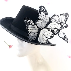 Vlinderhoedje zwarte steampunkhoed met vlinders
