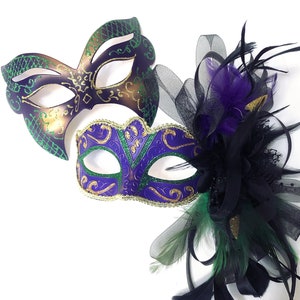 Masquerade masks Couples Mardi Gras Masks women feather Mask Mardi Gras carnival Venetian masked ball party masks men women couples 画像 1