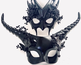 Mythic Horned Creature Couples Masquerade Halloween Mask