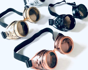 Black Or Gold Steampunk Goggles, Shaded Lens Goggles,  Goggle, Steampunk Goggle, Metallic Goggles,  Accessories