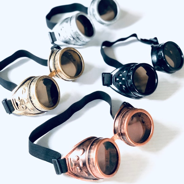 Black Or Gold Steampunk Goggles, Shaded Lens Goggles,  Goggle, Steampunk Goggle, Metallic Goggles,  Accessories