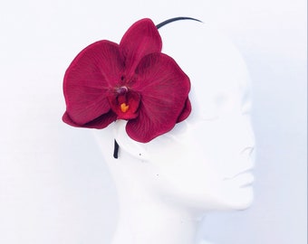 Flower hair clip Flower Girl Hair Orchid Red Flower headpiece Flower clip Orchid hairclip adults and girls HigginsCreek