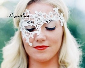 White Masquerade Masks, Bride's Masquerade Masks, White Venetian Masks, Women's Masquerade Mask, Mardi Gras Wedding Theme Masks