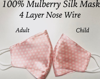 Kids Silk Mask Kids cloth mask mulberry silk 100 % Natural - ALSO FOR ADULTS