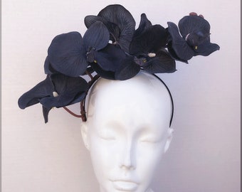 Black Orchid Tea Party Hat Women's Hat, Flower Headband, Women Hat,  Fascinator Hat