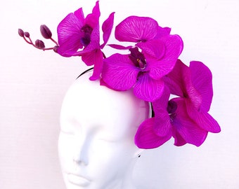 Tropical Flower, Hawaiian Hat, Tropical Accessories, Orchid headpiece,  Luau Party Fascinator Hat, Women Hat