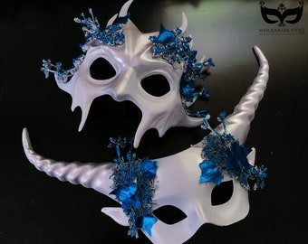 Mythical Horned Halloween Masquerade Mask Pair