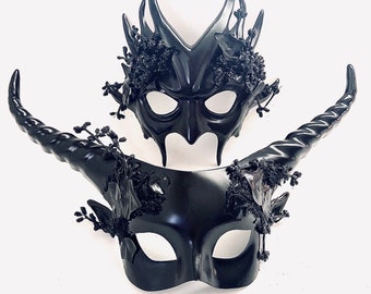 Dark Mythical Creature Halloween Masquerade Mask Pair