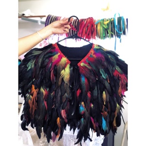 Colorful Feather Cape - Viking Feather Cape - faux animal cape - CUSTOM Capes