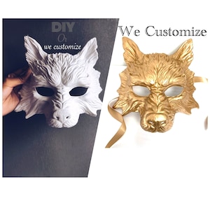 DIY White Wolf Masquerade mask base Easy to paint