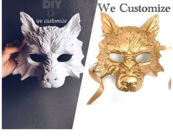 DIY White Wolf Masquerade mask base Easy to paint