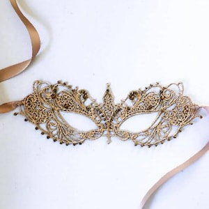 Masquerade Mask women, Rhinestone Eye Mask, Gold Lace Mask, Venetian Ball, Halloween, New Year Party image 1