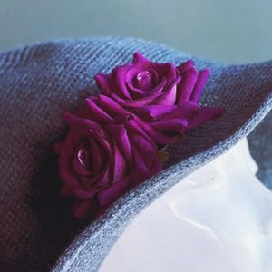 Magenta Rose Hair Clip Floral Accessory Flower Hair Clip Fascinator Accessory Hat Clip Fascinator Clip Halloween Accessory (CLIP ONLY)
