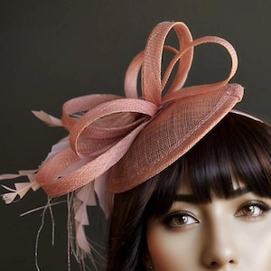 Formal Fashion Hats Derby Hat Fascinator Women Dressy Hat Wedding Polo Ladies hat Headpiece headband Tea Party Headband Pink