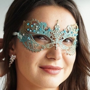 sky blue masquerade mask women lace mask Halloween party Mask Venetian mask