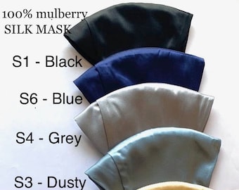 Large SILK MASK Mulberry Silk Mask 4 layers Nose wire 100% Silk Mask Women's luxury mask Face Mask Blush Pink Mask More Colors