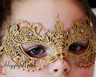 Small children's halloween masks for kids, masquerade ball, gold girls masks