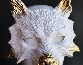 Wolf Fursona Mask Wolf Masquerade Mask Werewolf Costume Mask Mens Masquerade Masks Gold Wolf Mask Mens Mask LARP Furry Roleplay Wolf Therian