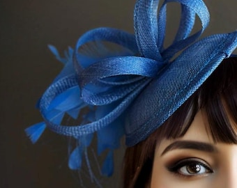 Womens Fascinator Hat Blue Headband Formal Hat Tea Party Hat Garden Party Kentucky Derby Hat Wedding Hat
