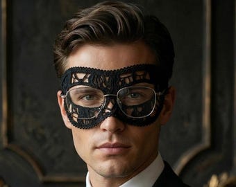 Zwart kant lenzenvloeistofvriendelijk masker voor heren