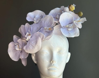 Lilac Orchid headpiece, Fascinator Flower Crown, Tropical Headpiece