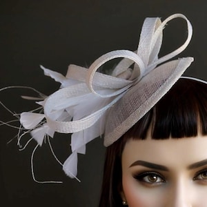 White Wedding Hat Tea Party Hat Fascinator Hat Derby Hat Womens Headband Formal Hat