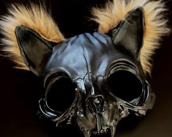 Black Cat Therian Mask Animal Masquerade Mask Furry Mask Halloween Costume Mask Scary Cat Masks LARP Gatto Mask Roleplay Masks Cosplay
