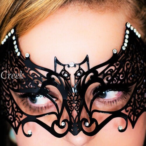 Bat Lace Mask Black Etsy
