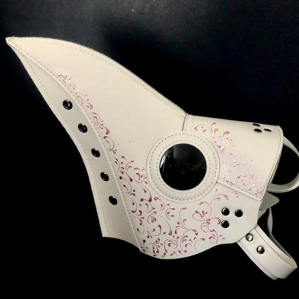 White plague doctor mask Pink filigree plague mask for women and men Bird mask bubonic plague mask victorian plague mask COSPLAY masks