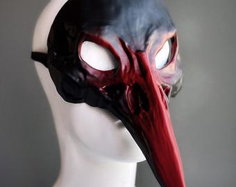 Blutige Rabenschädel Maske Roter Vogel Maskerade Masken Steampunk Pest Doktor Maske Lange Vogel Nase Schnabelmaske Gruselige Halloween Maske Party Maske