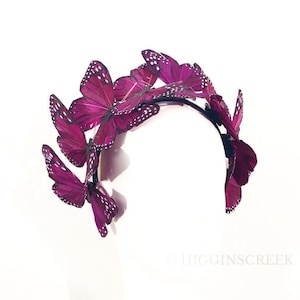 Purple butterfly headpiece, butterfly headband women, purple  Derby Headpiece, purple masquerade mask headpiece