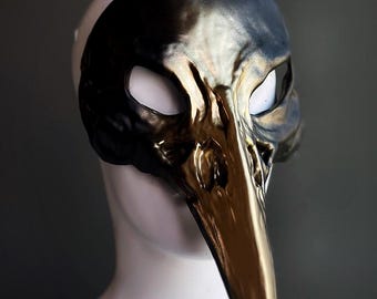 Gold Krähe Schädel Maskerade Maske Rabe Vogel Schnabel Maske Vogel Nase Gruselige Halloween Maske Kostüm Party Maske Steampunk Pest Doktor Maske