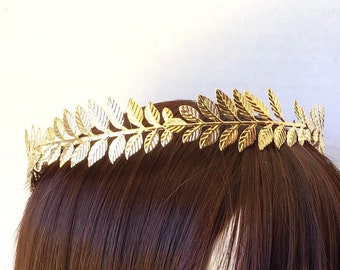 Gold Leaf Crown, Gold Leaf Headband, Greek Goddess, Gold Hair Laurel, Toga Costume, Greek Laurel Leaf Headpiece Roman