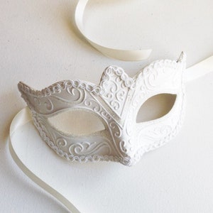 White Mens Halloween Mask Mens Masquerade Mask Custom Colored image 1