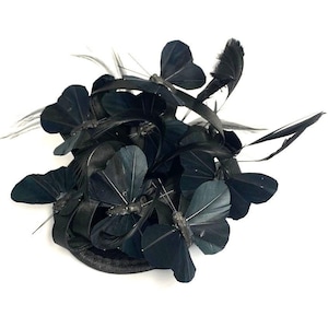 Black fascinator hat butterfly Derby Women&#39;s black Hat butterfly headpiece