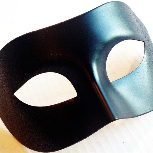 Mens Masquerade Mask Black Leather Mask Halloween Mask Etsy