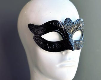Black Venetian Mask for Men Masquerade Party Half Face Mask
