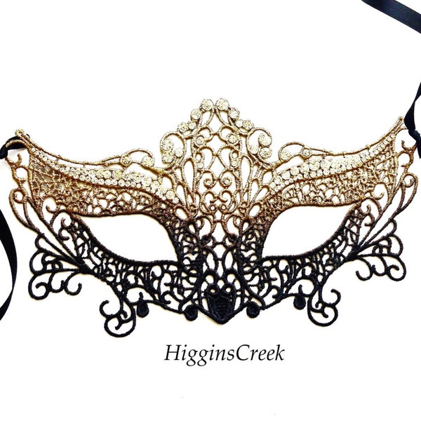 Gold Ombre Masquerade Masks Sexy Fox Women Halloween Masquerade Mask, Mardi Gras Mask, Diamond Venetian Mask CUSTOMIZED by HIGGINSCREEK