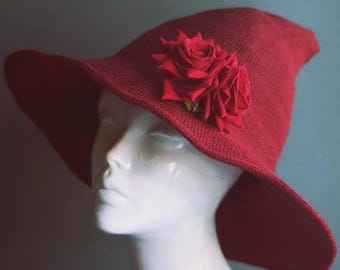 Sombrero de bruja rojo - Disfraz de Halloween - Sombrero de bruja de mezcla de lana rosa - Sombrero de bruja de ala ancha y puntiaguda - Sombrero de bruja buena