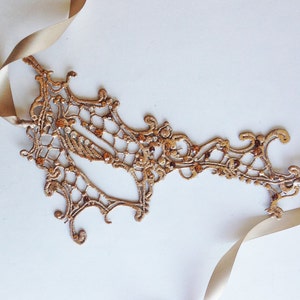 Womens masquerade masks, Gold Lace mask with topaz Rhinestones