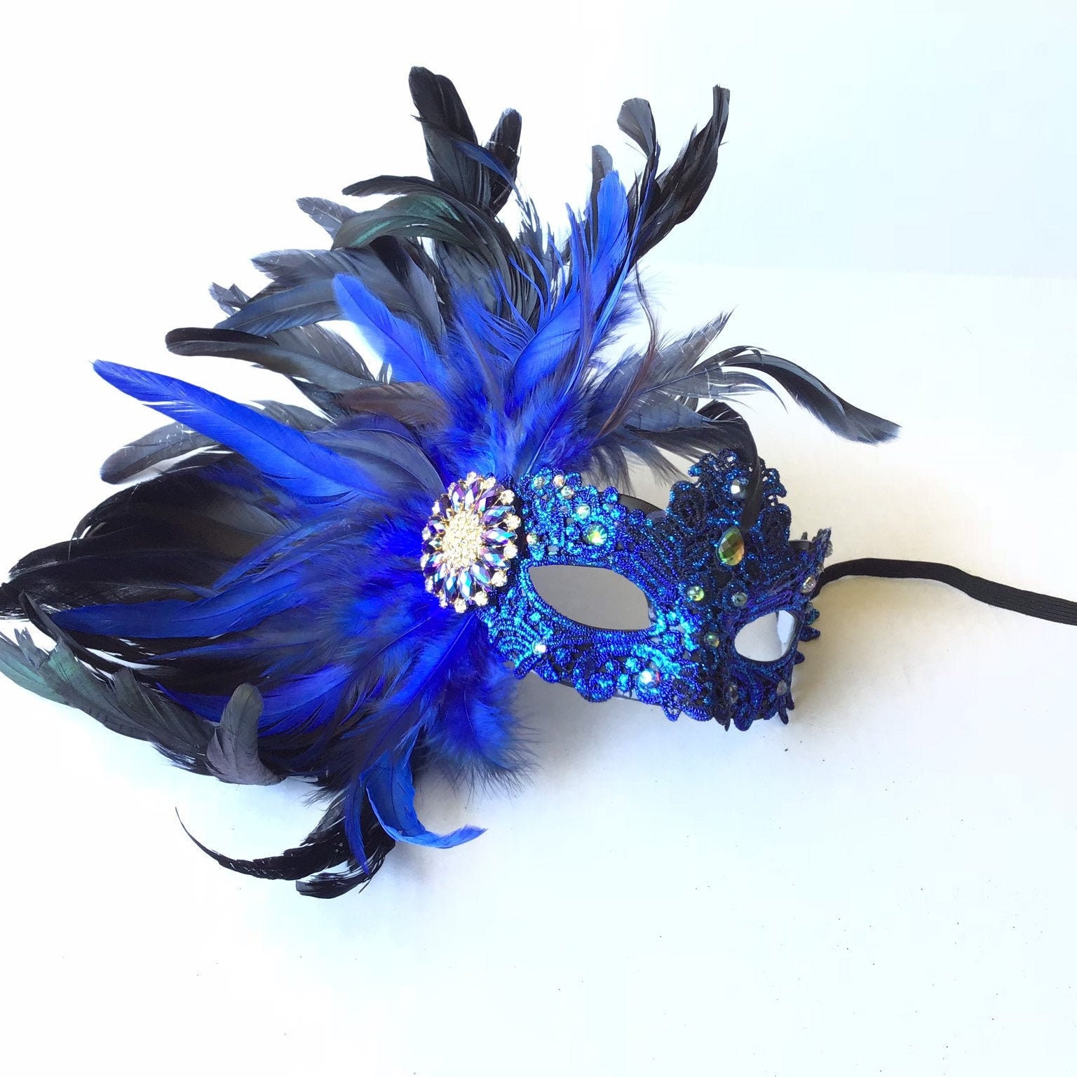 Blue Rio carnival mask, brazilian carnival mask, Venetian Carnival feather  mask, womens masquerade mask, party mask, carnival costume