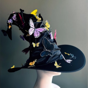 Cappello da strega nero, cappello da strega, cappello da mago, cappello a punta, cappello a tesa larga, mago, stregone, stregone di Halloween, cappello alto, stregoneria di Halloween immagine 13