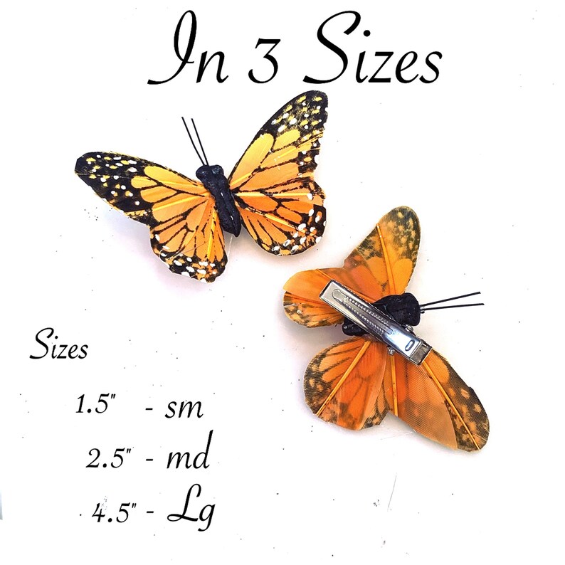 Butterfly Hair Clip Monarch Butterflies Hairpiece Feather Etsy