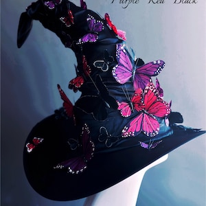 Adult Halloween Witch Costume Black Pointy Wide Brim Witch Hat image 6