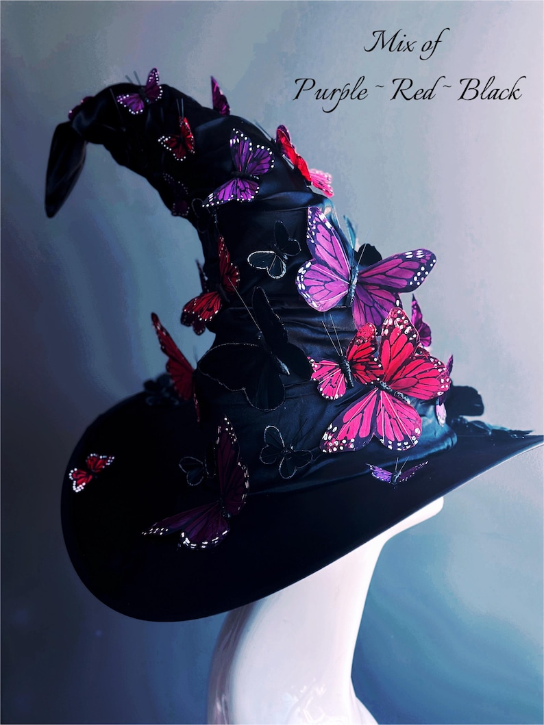 Adult Halloween Witch Costume Black Pointy Wide Brim Witch Hat image 6