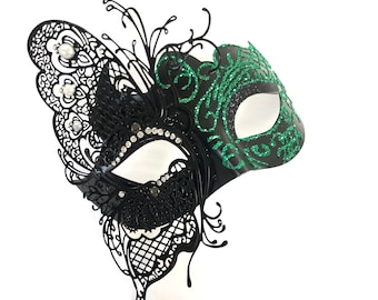 Masquerade Mask with floral notes with Diamonds, Masquerade Party, Masquerade Ball, Party Costume, Womens Masquerade Mask