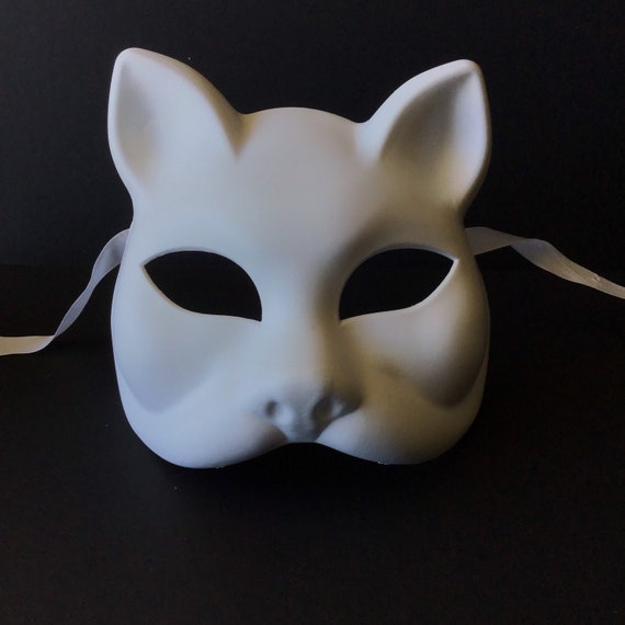 5 Pcs blank white masks Therian Mask Cat Masks Face Accessories Costume  Adults