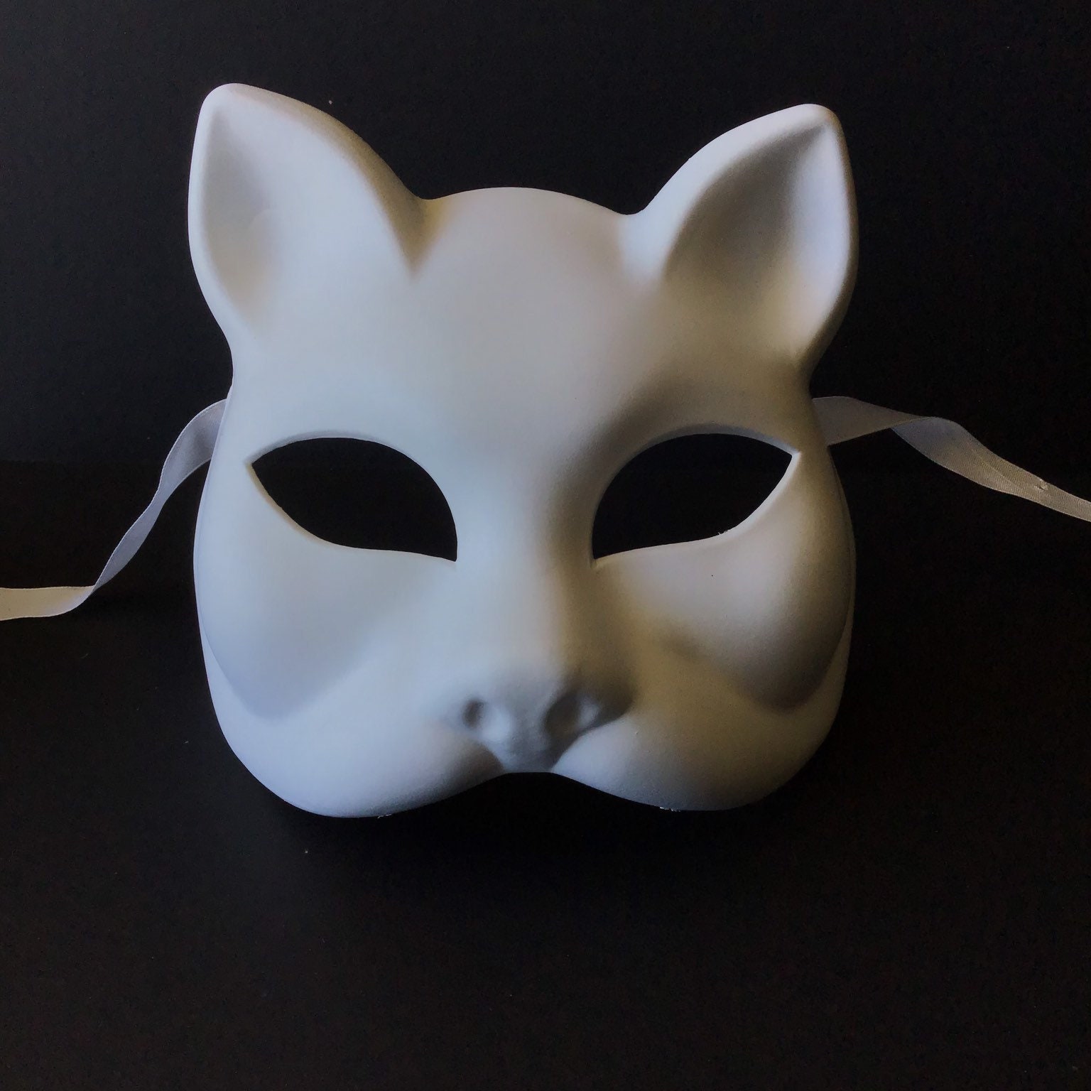 Set Of 6 White Cat Masquerade Japanese Cat Mask With Empty Face