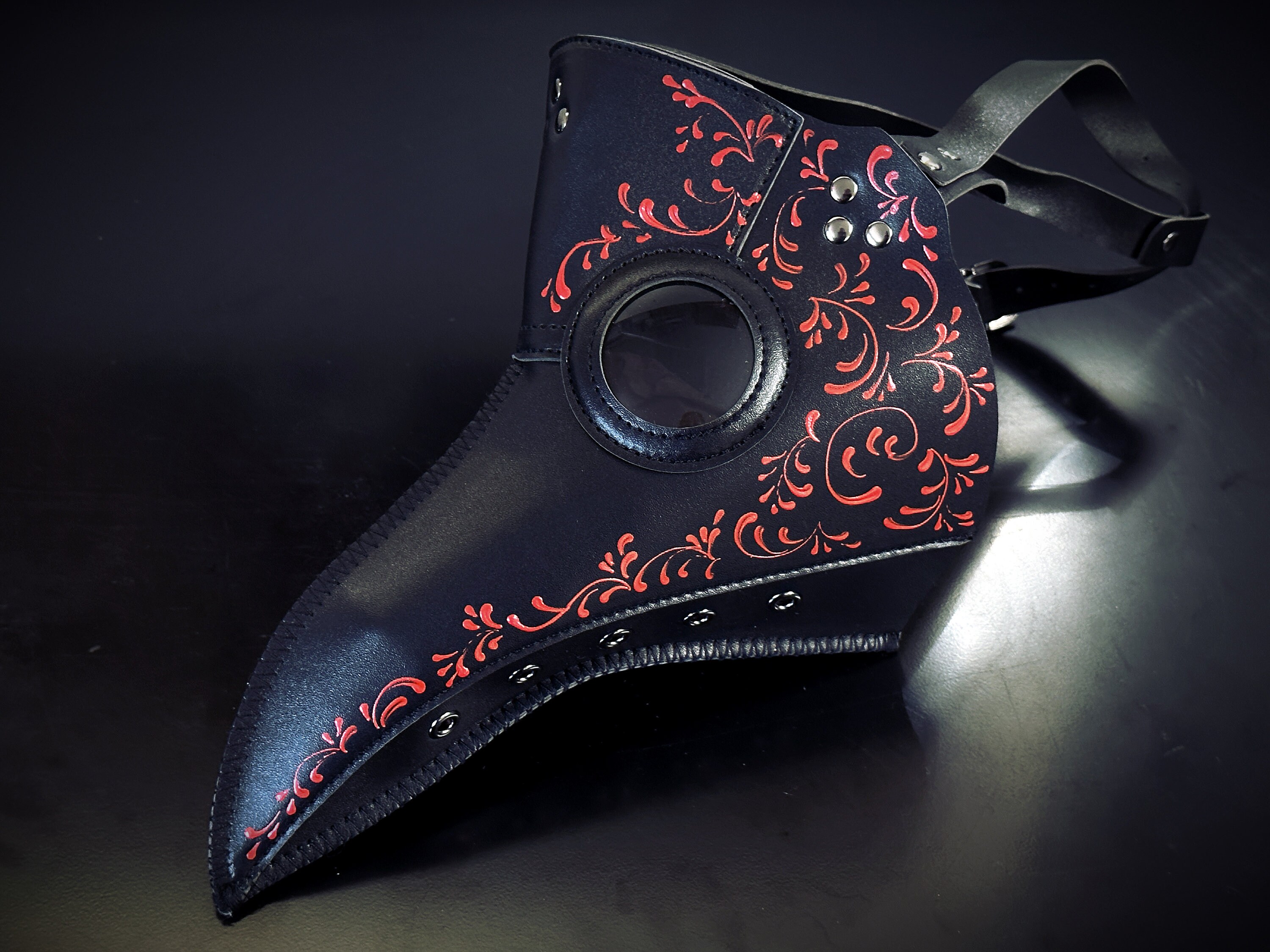 Victorian Plague Mask Cosplay - Black/Red - Adult Halloween mask